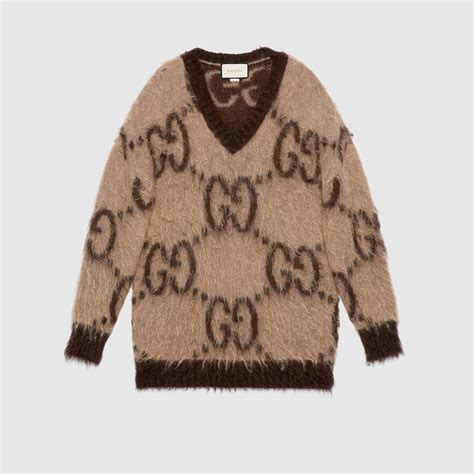 jumper square logo gucci beige|gucci brown sweater.